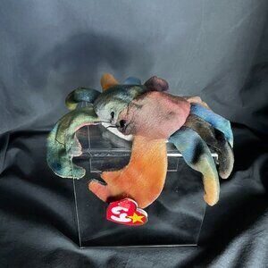 RARE TY ORIGINAL BEANIE BABY CLAUDE THE TIE-DYED CRAB 1997 RETIRED W/ORIGINAL TA